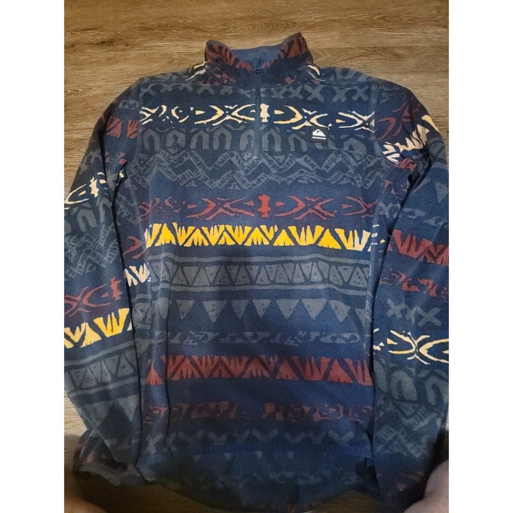 Rare!! Vintage Quicksilver Men's 1/4 Zip Fleece Pullover Size Small Aztec Print